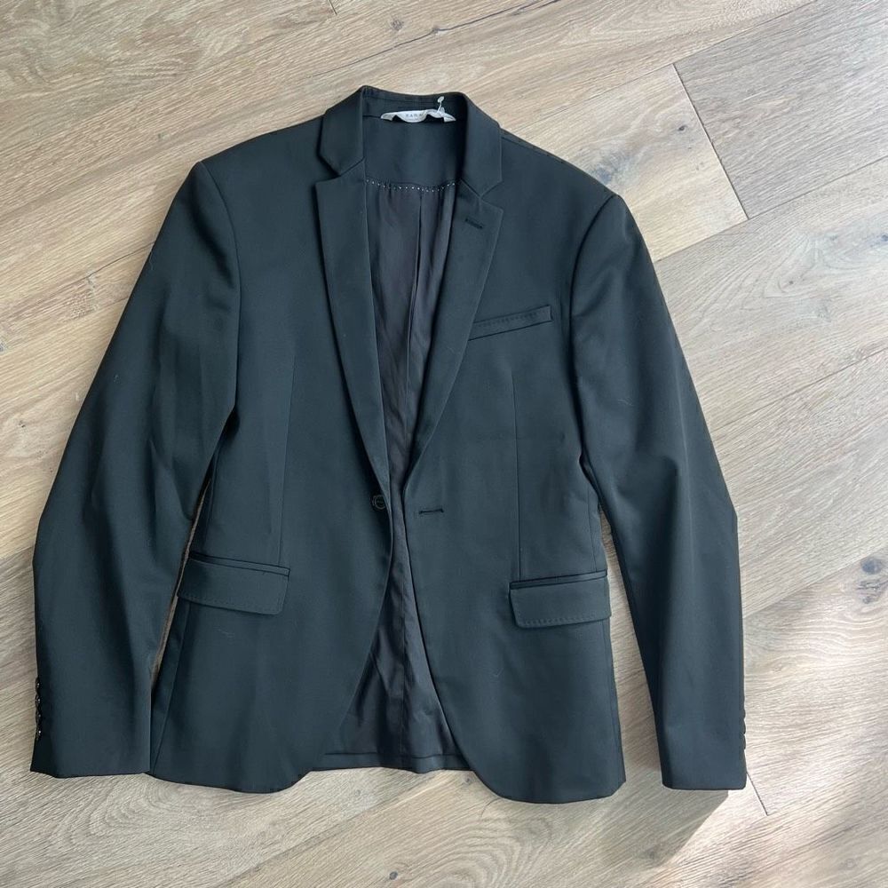 Zara Man Men’s Black Long Sleeve Blazer Jacket Size 34
